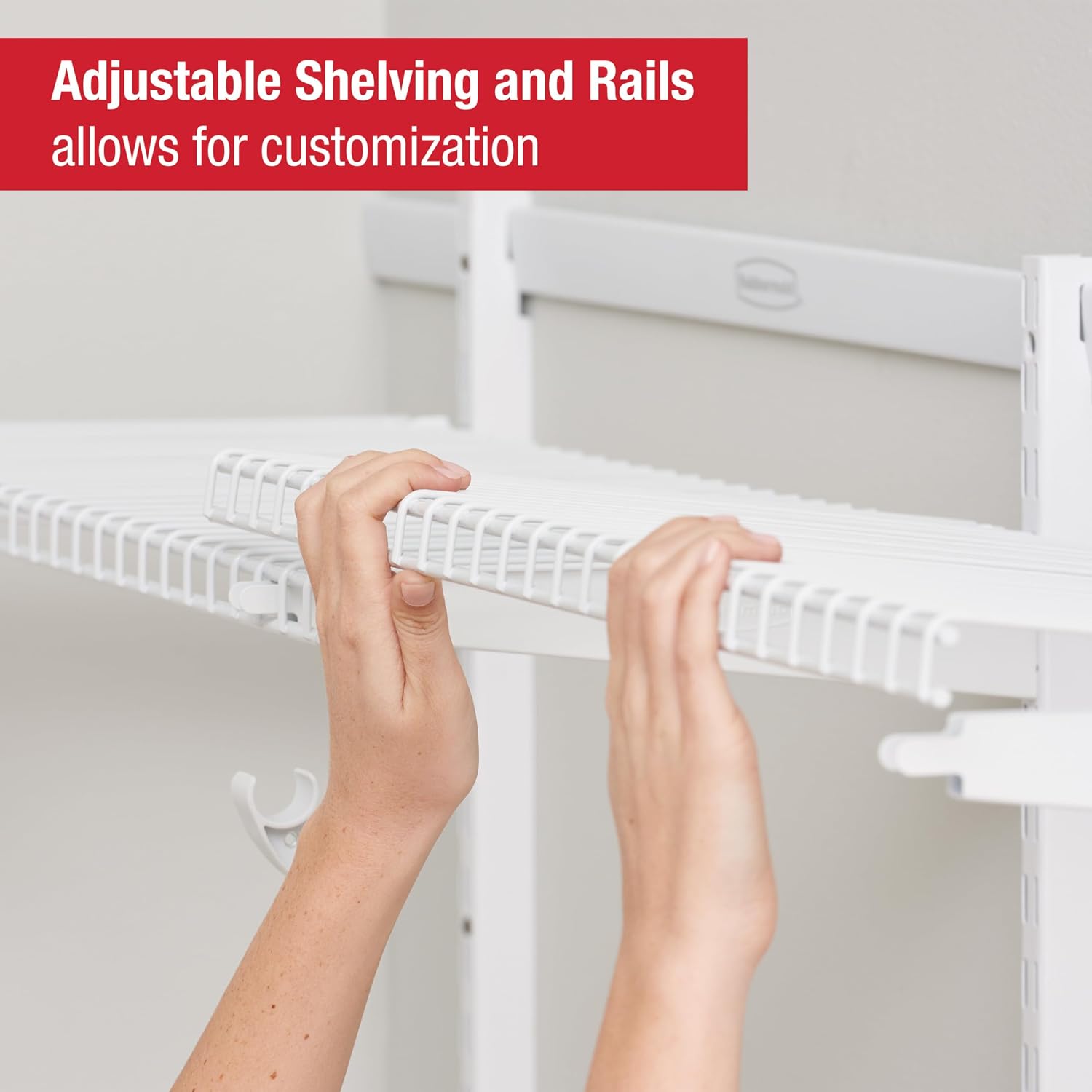 Rubbermaid Configurations Custom Closet Kit, 2-4 Ft. Adjustable Metal Wire Shelving, White Finish, Expandable Organization System, Hardware Included, for Home Closet/Pantry/Laundry/Mudroom