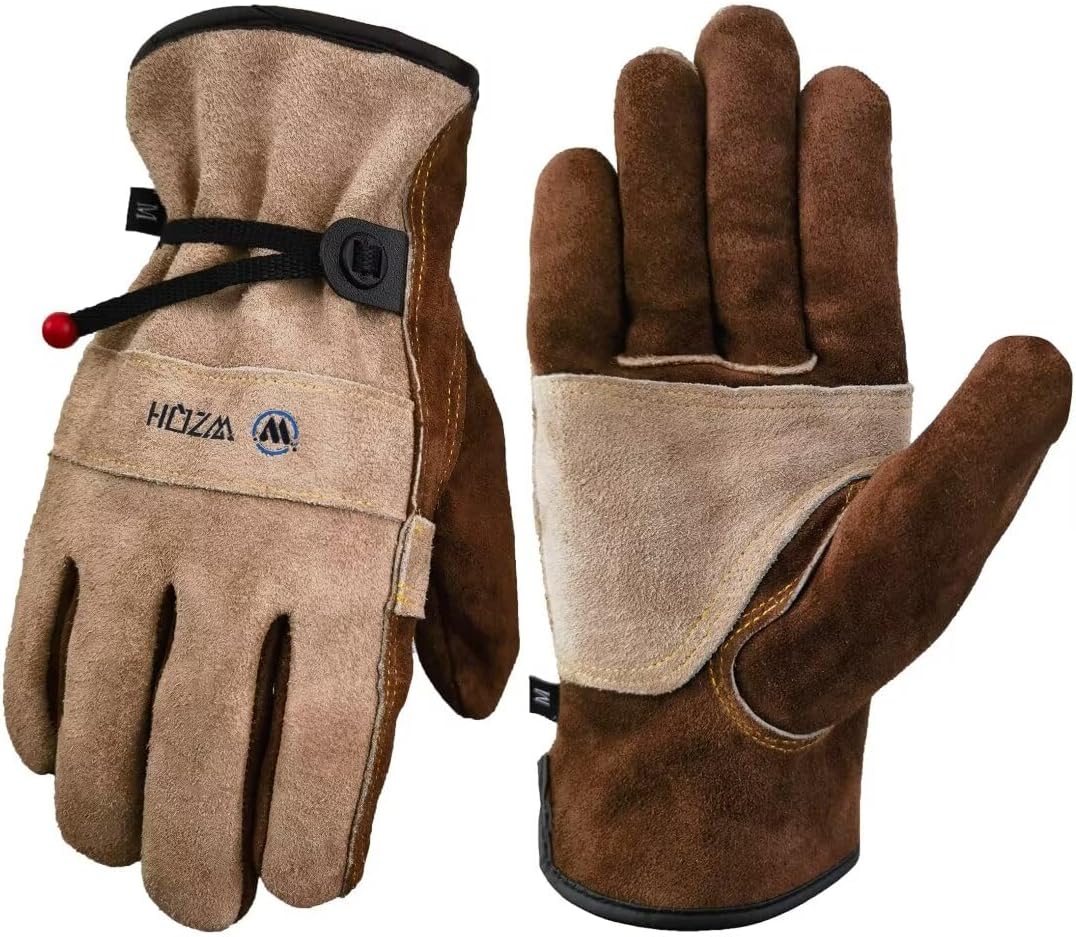 WZQH Leather Work Gloves for Men or Women.Gardening,Welding,Coffee-grey 2XL