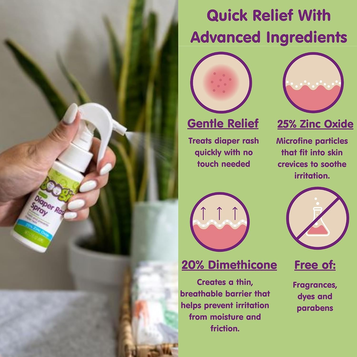 Boogie No-Rub Diaper Rash Spray for Babies - 1.7 fl oz (3 Pack)