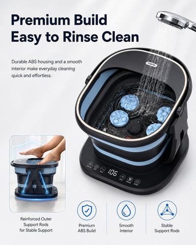 Puboo Collapsible Foot Spa Bath Massager with Heat, Precise Temp Control