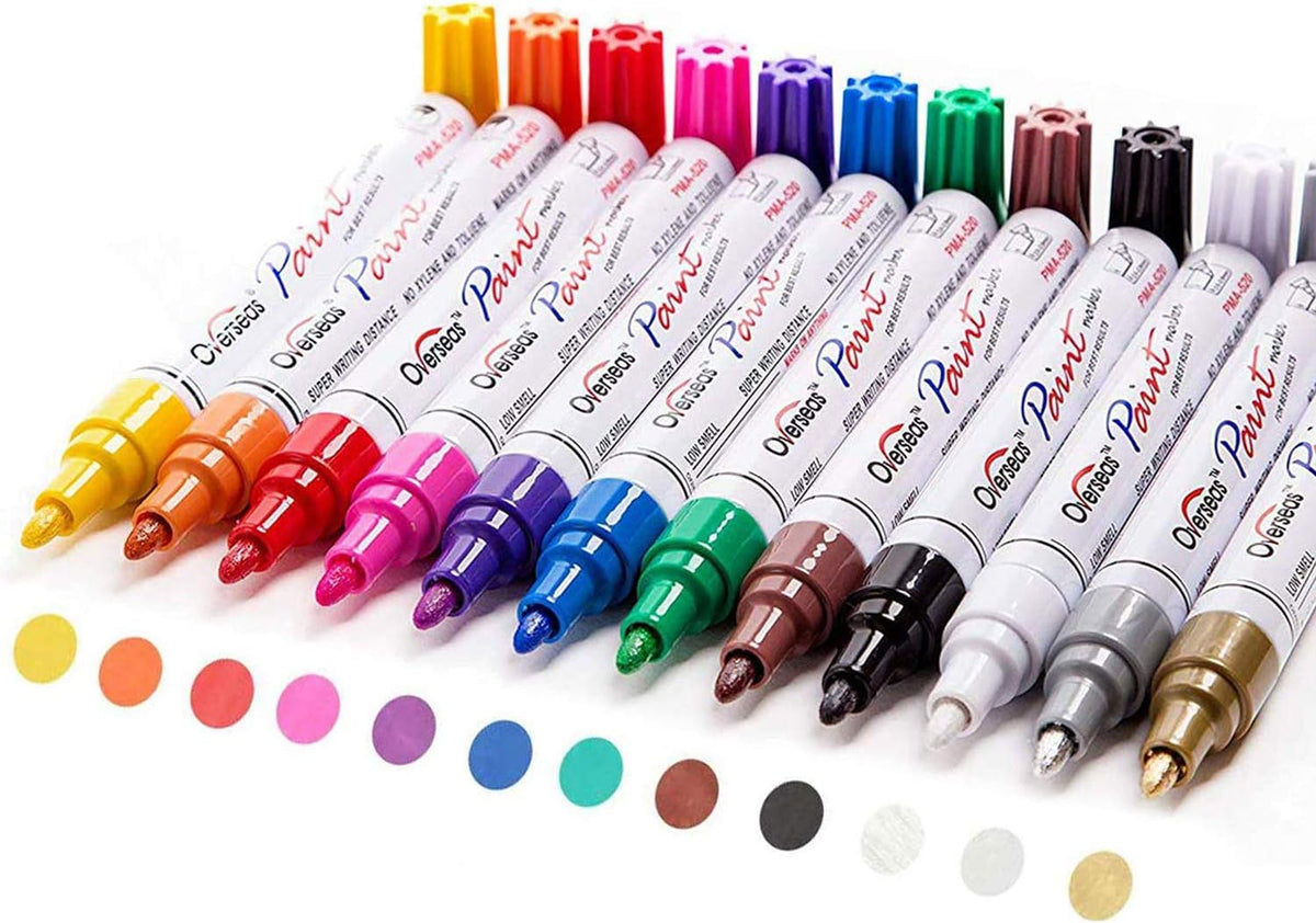 TFIVE 12 Colors Paint Pens Paint Markers, Oil Based Permanent Markers