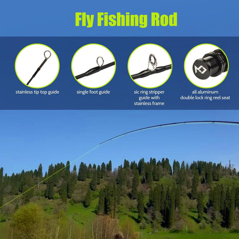Fly Fishing Combo Starter Kit, Graphite Rod and Reel with Case