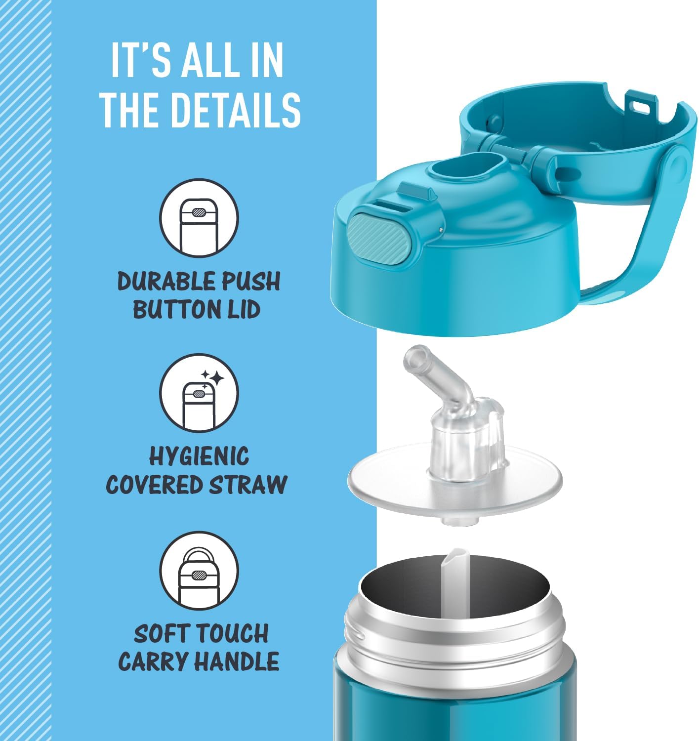 THERMOS FUNTAINER Water Bottle with Straw, 12oz, Teal