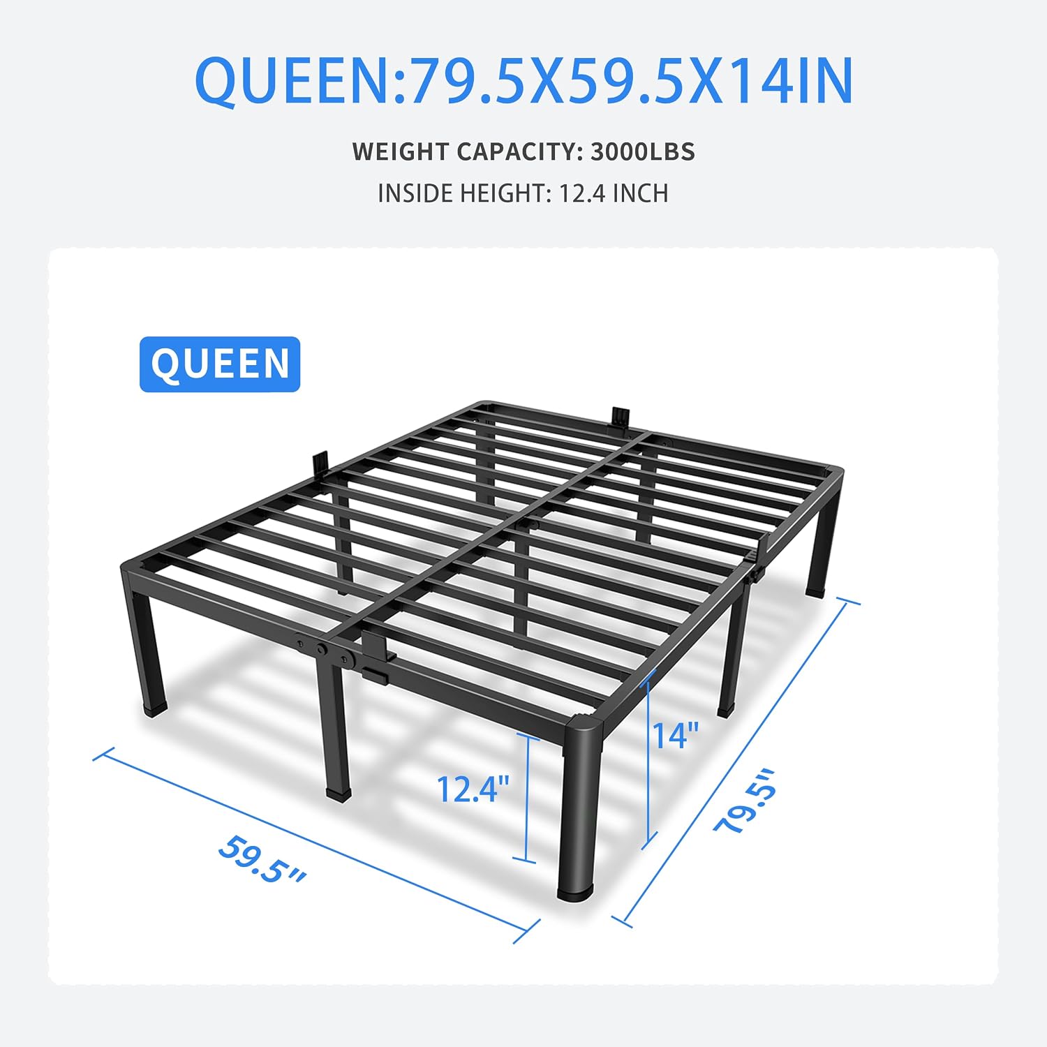 MAF 14 Inch Queen Metal Platform Bed Frame with Round Corner Legs