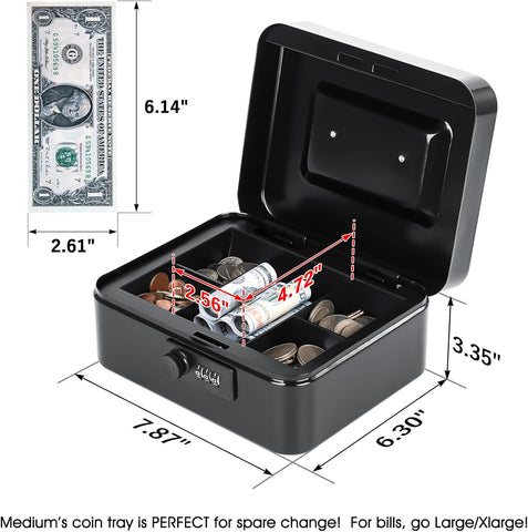 KYODOLED Small Metal Combination Lock Box for Cash and Medication, 7.87"