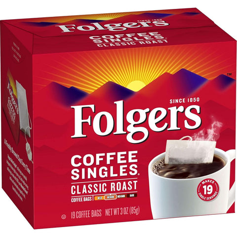 Folgers Coffee Singles Classic Roast Medium Roast Coffee, 228 Single Serve Coffee Bags