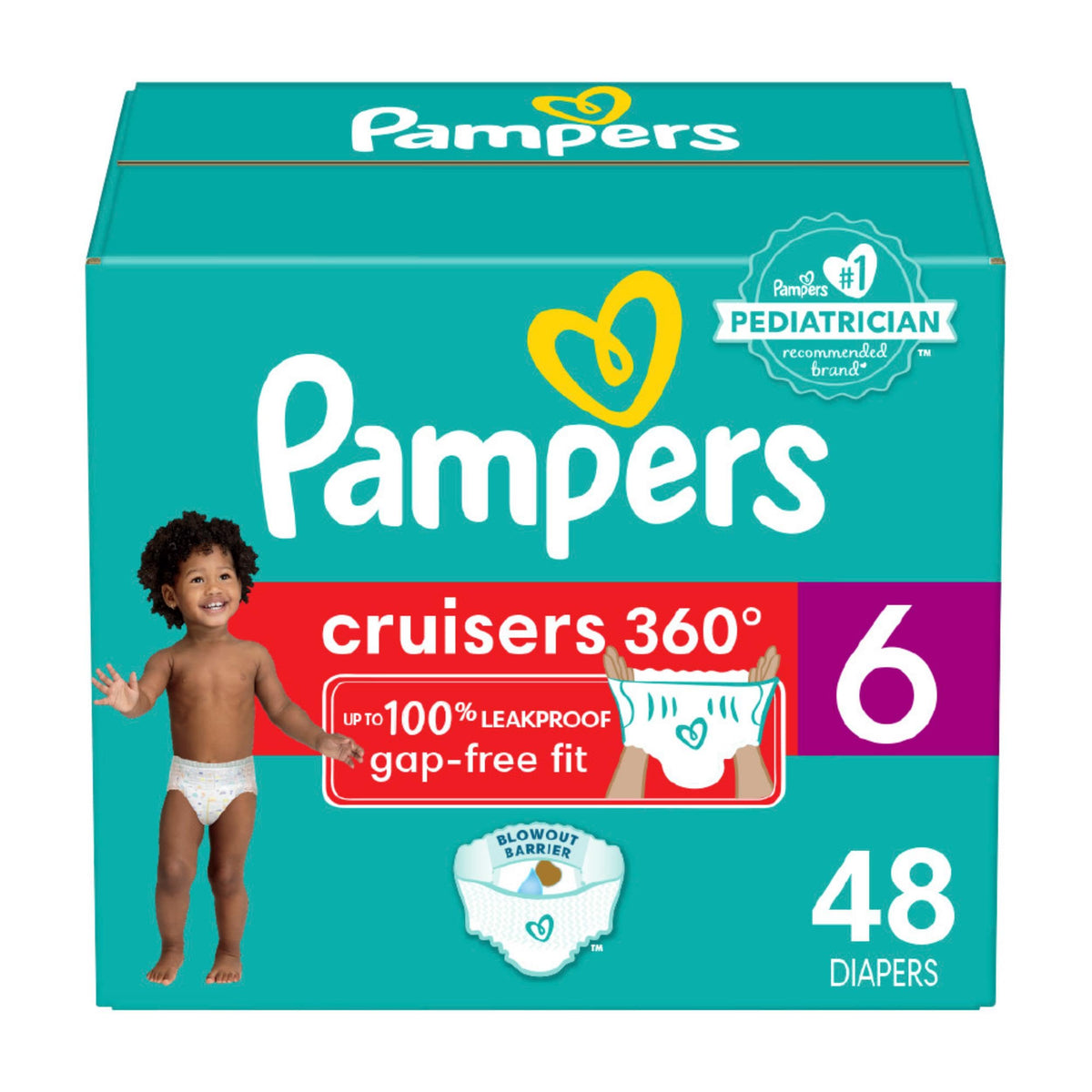 Pampers Cruisers 360 Diapers - Size 6, 48 Count, Pull-On Disposable Baby Diapers, Gap-Free Fit