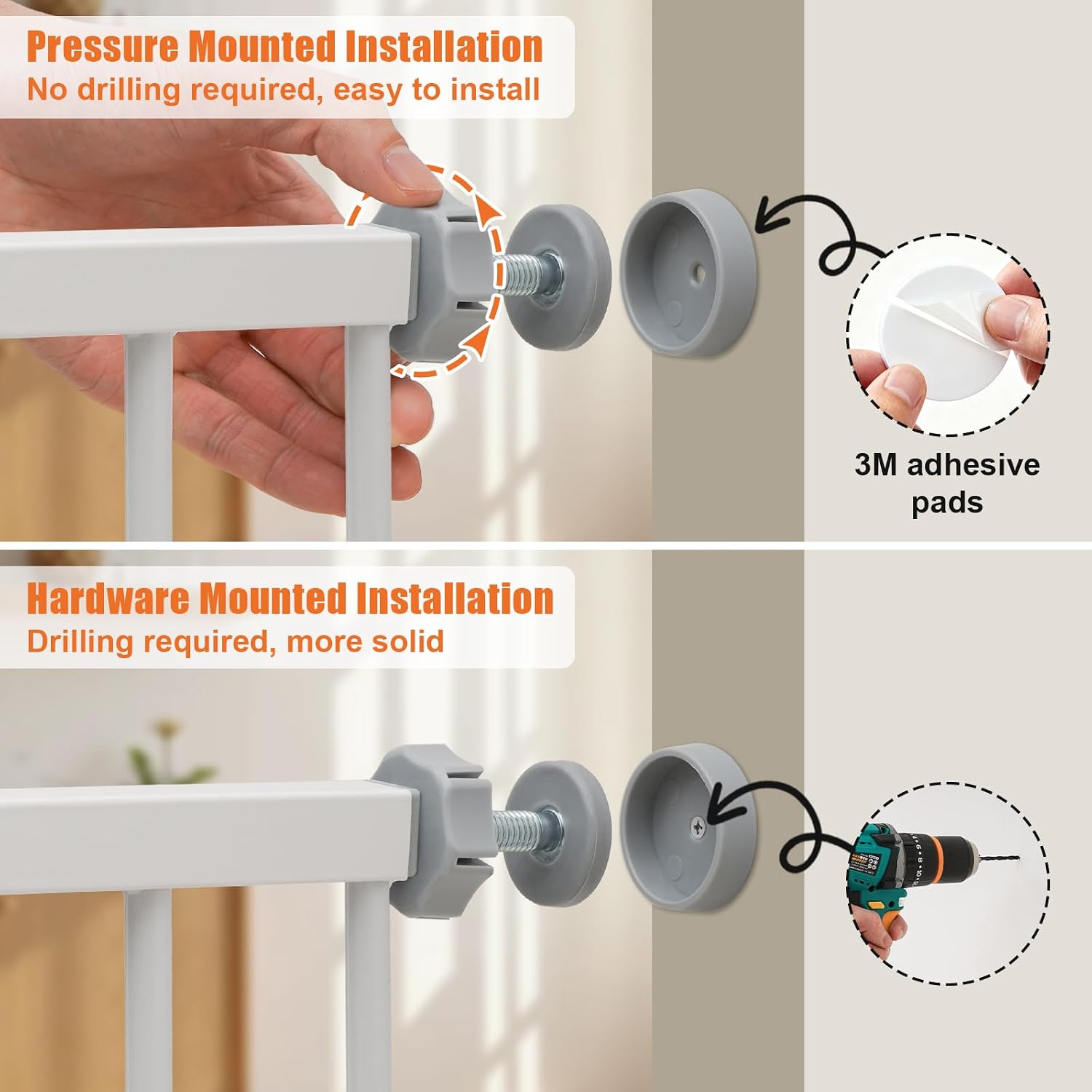 keny 29"-42.5" Baby Gate for Stairs, Auto Close Safety Dog Gate