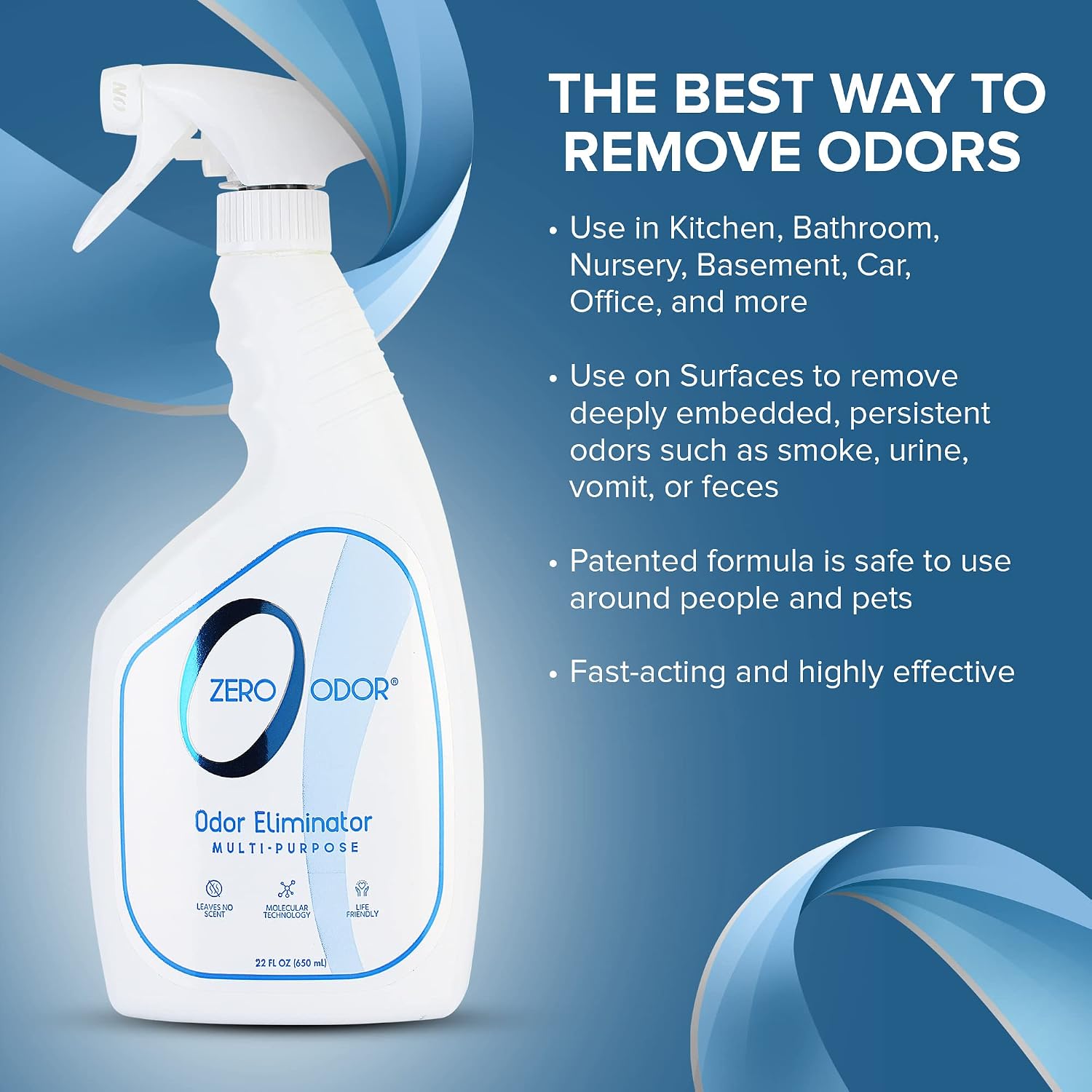 Zero Odor Multi-Purpose Odor Eliminator, Fabric & Room Deodorizer, 22 oz