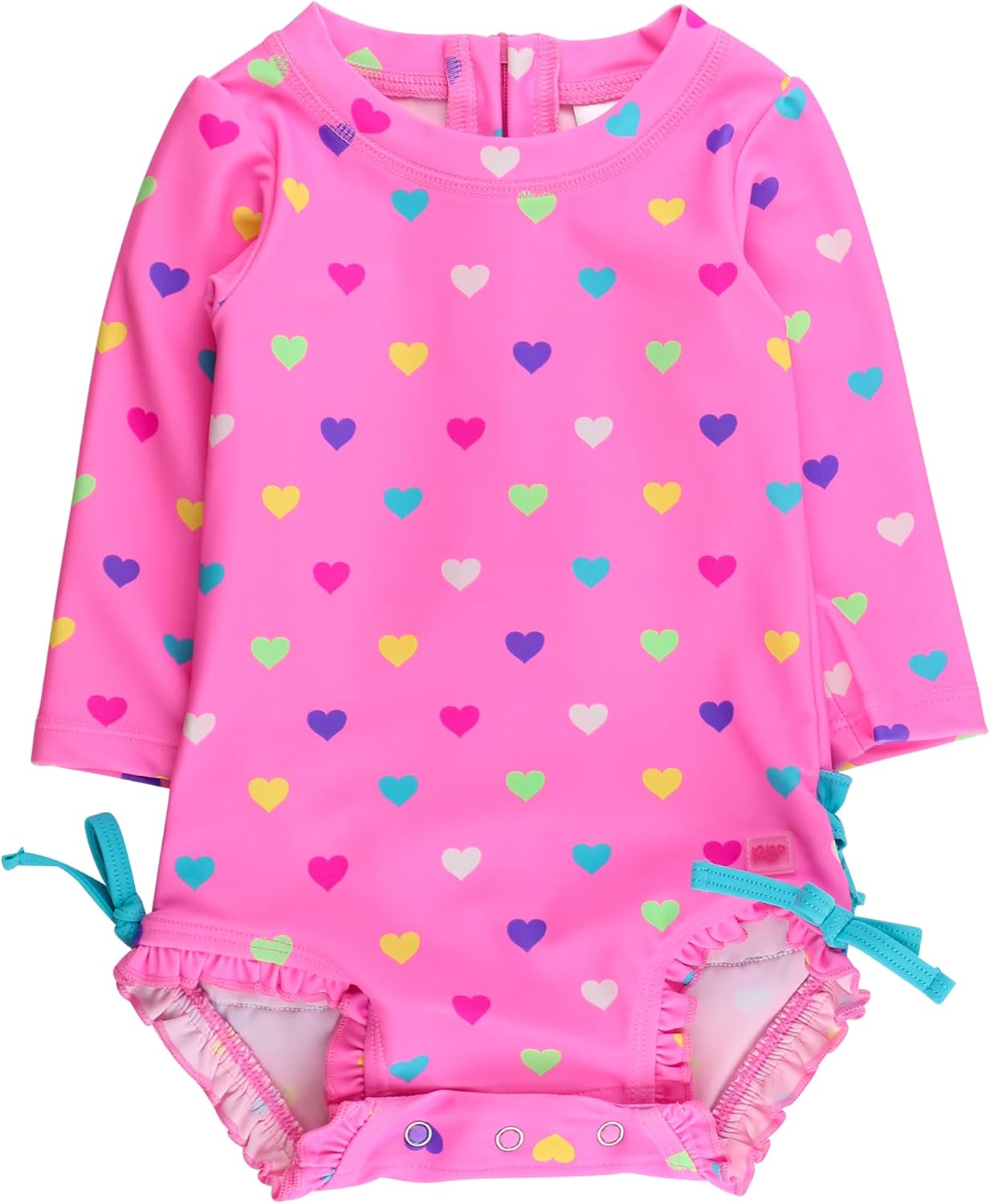 RuffleButts Baby Girl Polka Dot Rash Guard - UPF 50+ Swimsuit