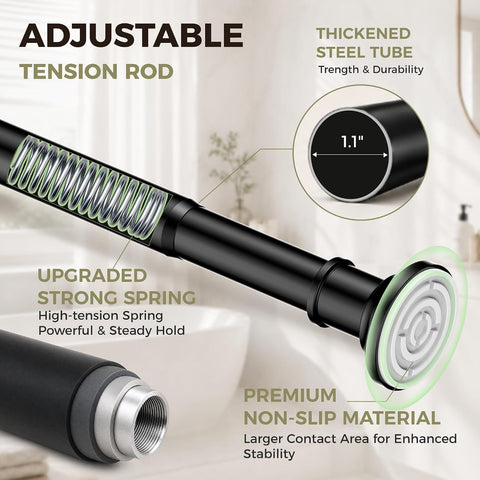 Shower Curtain Rod 30-64 Inch Tension Curtain Rod Shower Rod for Bathroom