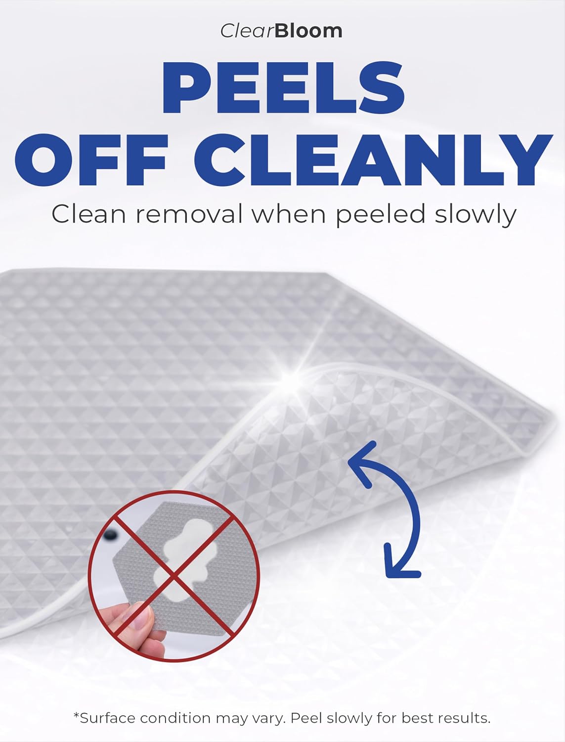 Clear Bloom Anti-Slip Shower Stickers, Non-Slip Bathtub Floor Grip, 24 Pack