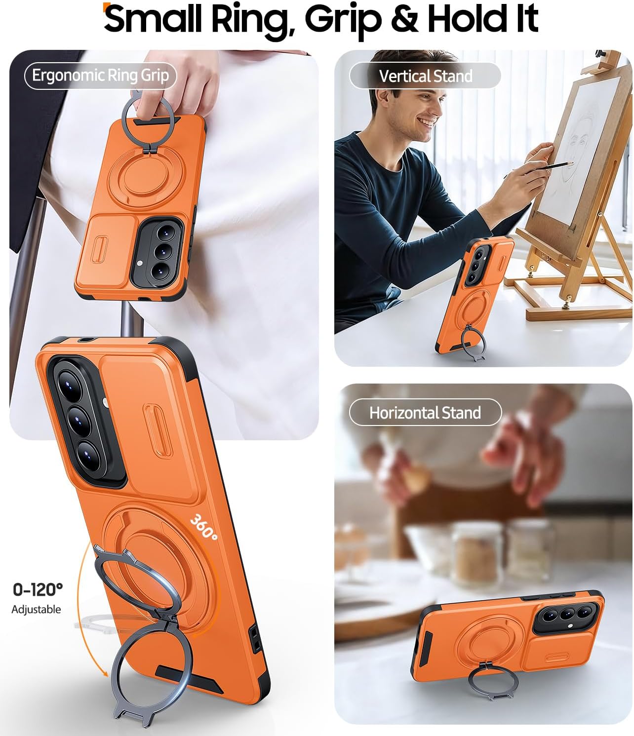 JAME for Samsung Galaxy A57 5G Phone Case with Stand & Slide Camera Cover