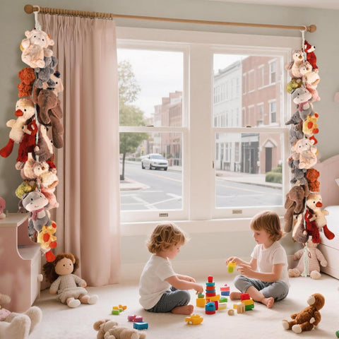 CERETIA 80" Stuffed Animal Organizer Chain, Wall Corner Storage, White