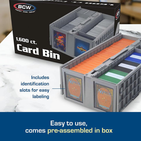 BCW Collectible Card Bins, Holds 1,600 Cards Each, Stackable, Gray, 2 Pack