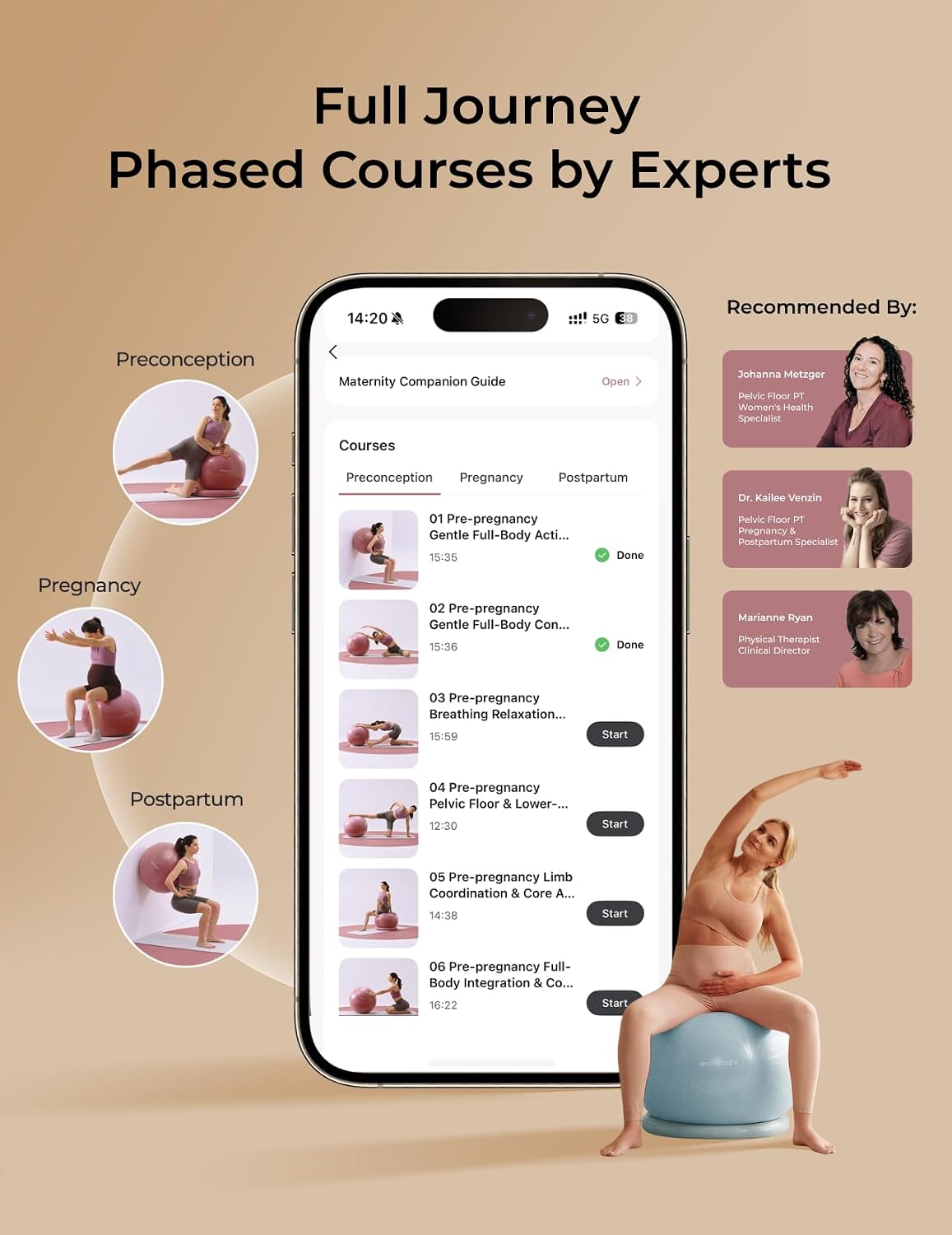 Momcozy BirthEase Pregnancy Ball Set, Birthing Ball Chair with App Courses