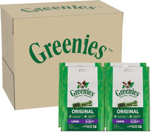 Greenies Large Natural Dental Dog Treats, Original Flavor, 48 count