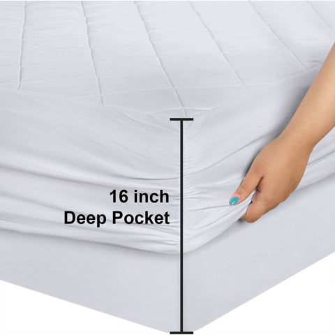 Utopia Bedding Quilted Fitted Mattress Pad (Full), Elastic Fitted Mattress Protector, Mattress Cover Stretches up to 16 Inches Deep, Machine Washable Mattress Topper (White)