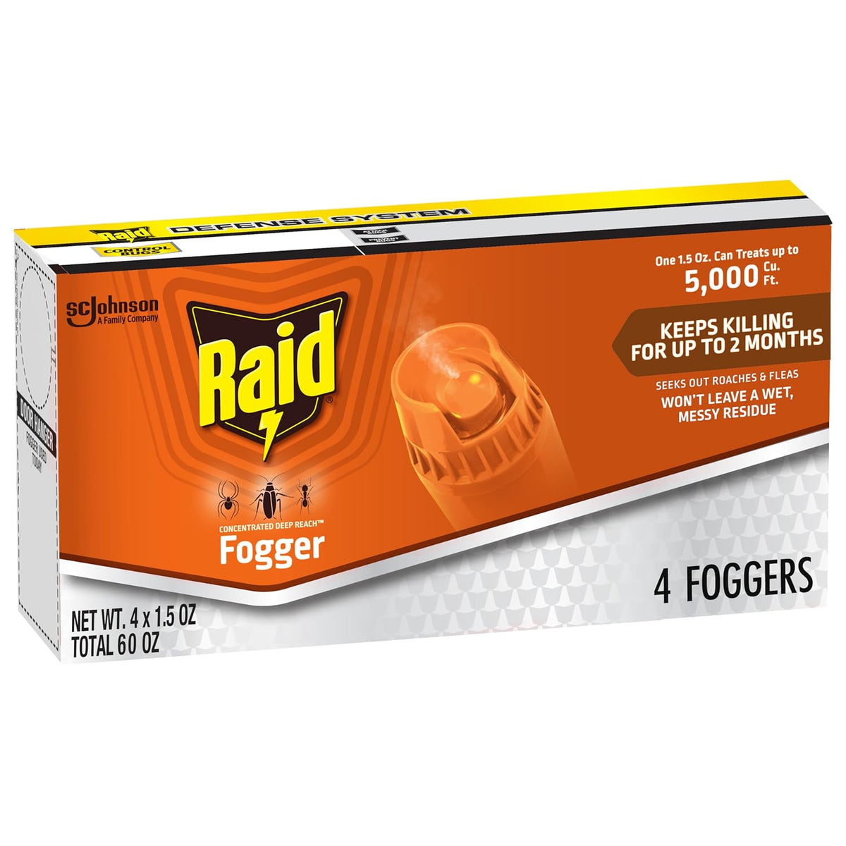 Raid Concentrated Deep Reach Pest Killer & Roach Fogger, 1.5 fl oz, 4 Count