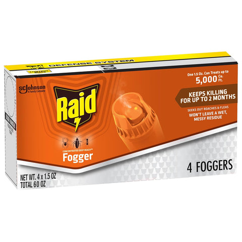 Raid Concentrated Deep Reach Pest Killer & Roach Fogger, 1.5 fl oz, 4 Count