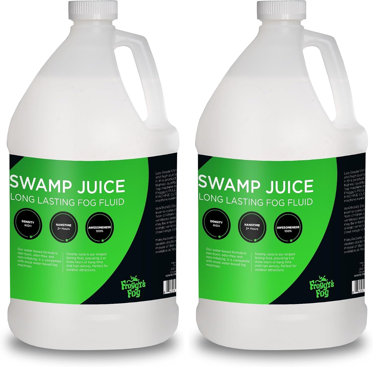 Froggys Fog - Swamp Juice - Ridiculously Long Lasting Fog Fluid - 2-3 Hour Hand Time - 2.5 Gallon Square - For Professional and Home Haunters, Theatrical Effects, DJs