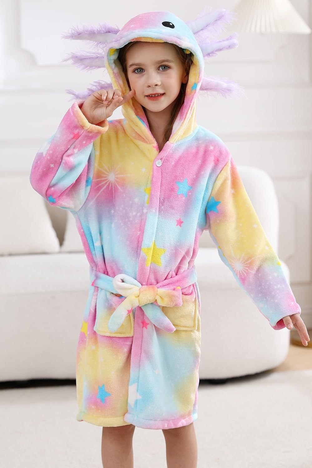 DELEY Unisex Boys Girls Bathrobes Toddler Hooded Robes Kids Sleepwear