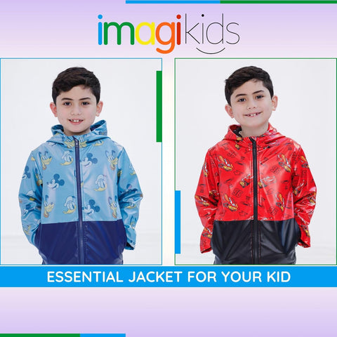 Disney Boys' Hooded Zip-Up Rain Jacket Toddler to Little Kid