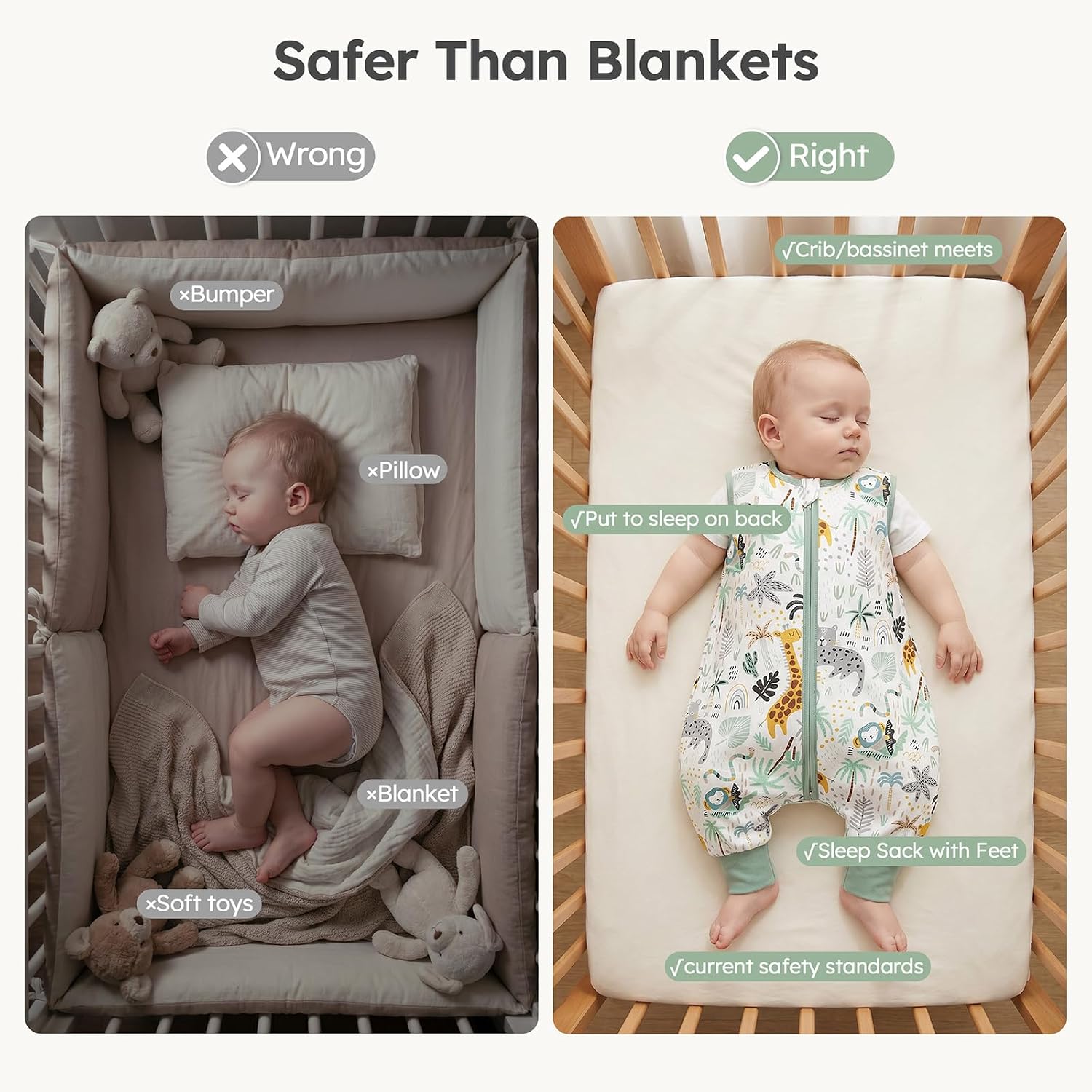 Yoofoss Toddler Sleep Sack with Feet 3-4T 100% Organic Cotton
