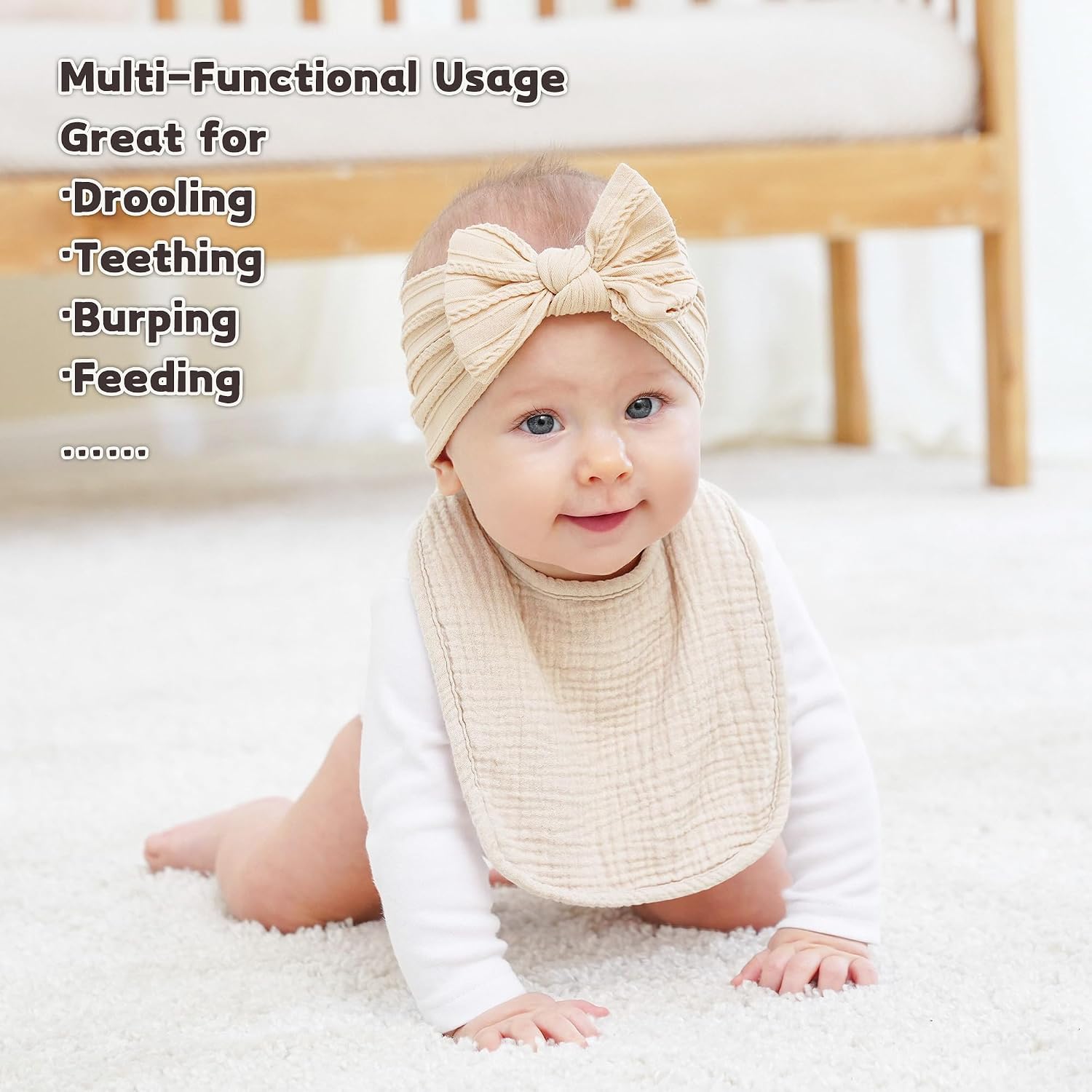Susurration Muslin Baby Drool Bibs 6Pack Soft Square Adjustable Baby Bandana Bibs for Unisex Girls & Boys