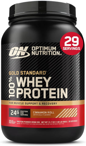 Optimum Nutrition Gold Standard Whey Protein Powder, Cinnamon Roll, 2LB