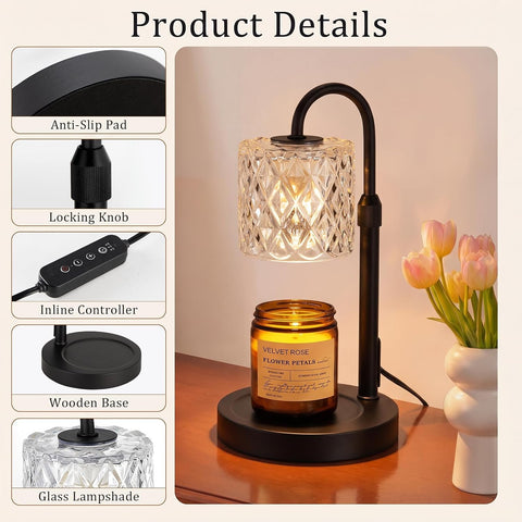 Candle Warmer Lamp with Timer, Birthday Gifts for Women, Room Decor, Black