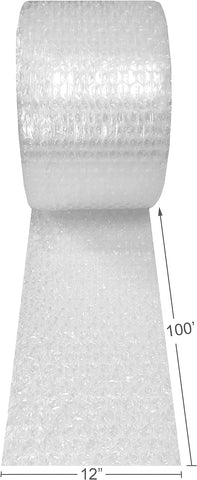 Amazon Basics Bubble Cushioning Wrap for Moving, Packing, Shipping and Storage, Heavy Duty Protection for Fragile Items, 12-inch x 100-foot Long Roll, Large 5/16", Clear