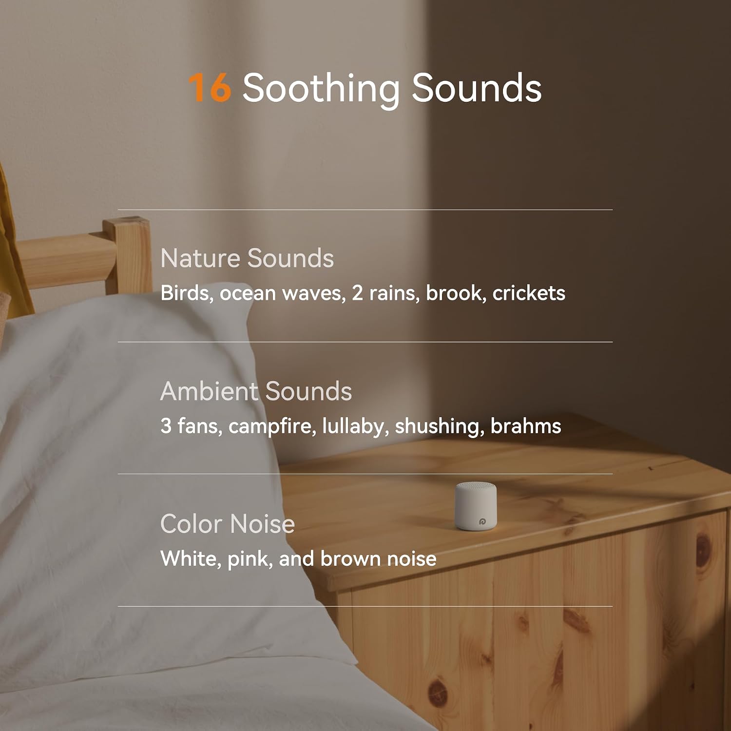 Dreamegg Portable White Noise Machine, 1000mAh Battery, Travel Sleep, Cream