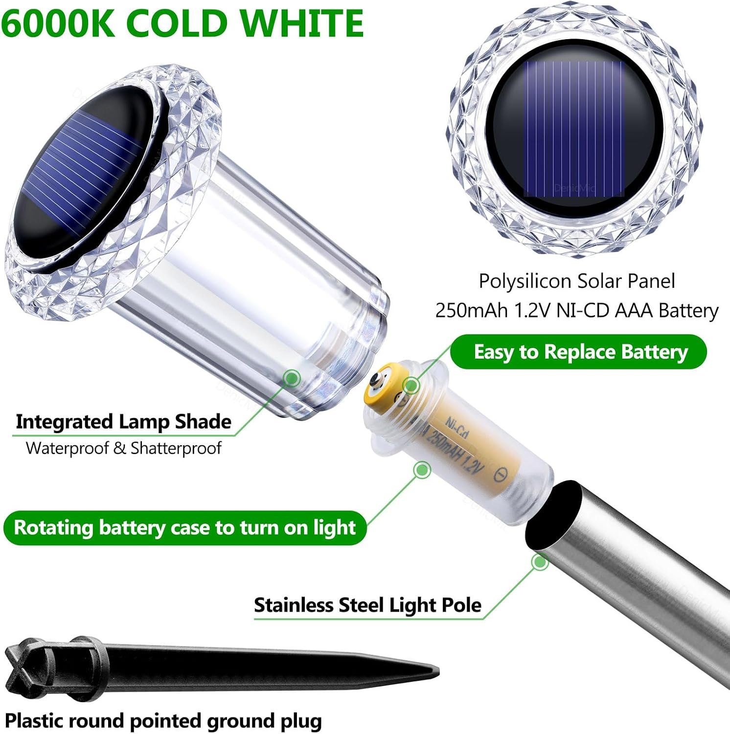DenicMic Solar Pathway Lights Outdoor Waterproof Cold White LED 15 Pack