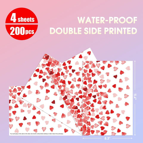 Horaldaily 200 PCS Valentine Window Cling Sticker, Pink Red Tiny Love Hearts Home Party Supplies Shop Window Glass Display Decoration