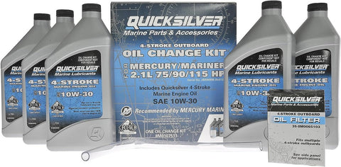 Quicksilver 4-Stroke Oil Change Kit – for Mercury Outboard Engines – 15, 20, 25, 30, 40, 50, 60, 75, 90, 115, 150, 175, 200, 225, 250, 300, 350, 400 HP
