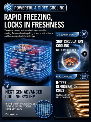 4.6 Cu Ft Chest Freezer Mini Deep Freezer with Baskets Dorm Garage