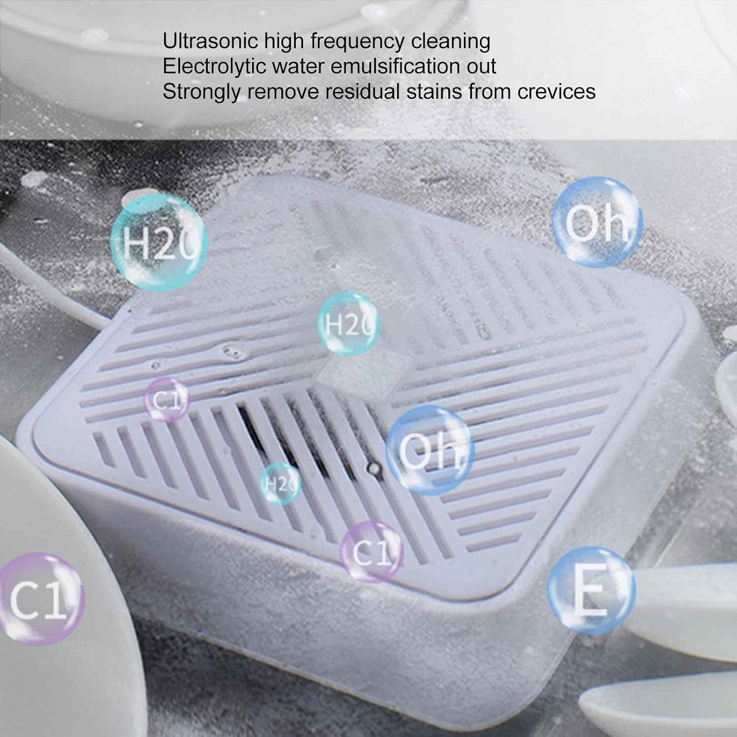 Mini USB Ultrasonic Dishwasher, Portable Dish Washing Machine Cleaner for Home Kitchen Apartment, Wshing Tools for Dishware Fruit Vegetable (White)