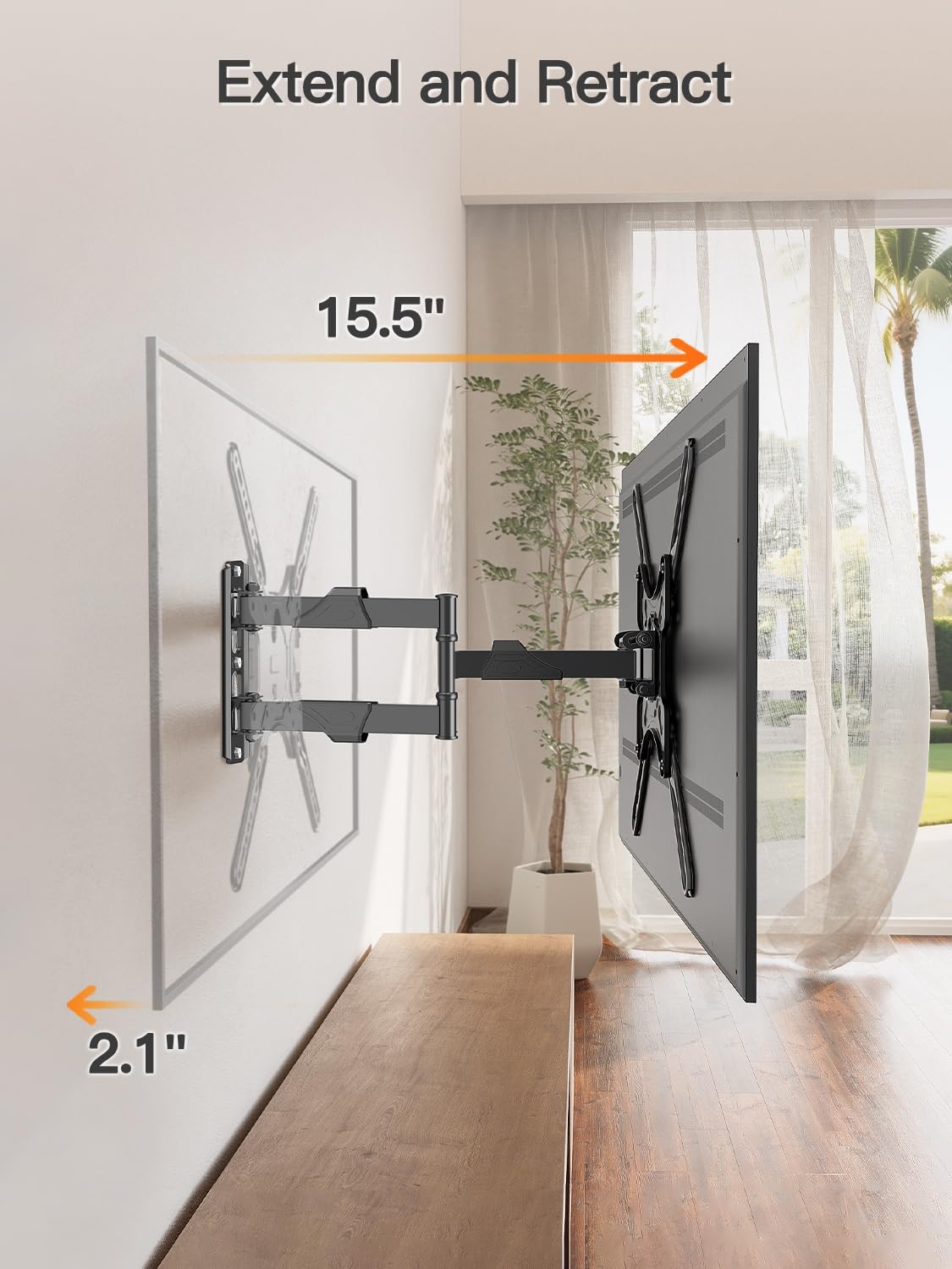 ELIVED Full Motion TV Wall Mount for 26-60" TVs, Max VESA 400x400, 77 lbs.