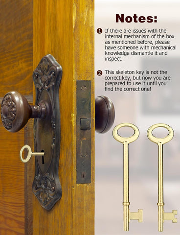 Mellbree Skeleton Key KY-32 KY-33 Brass Replacement for Old Doors 4-Pack