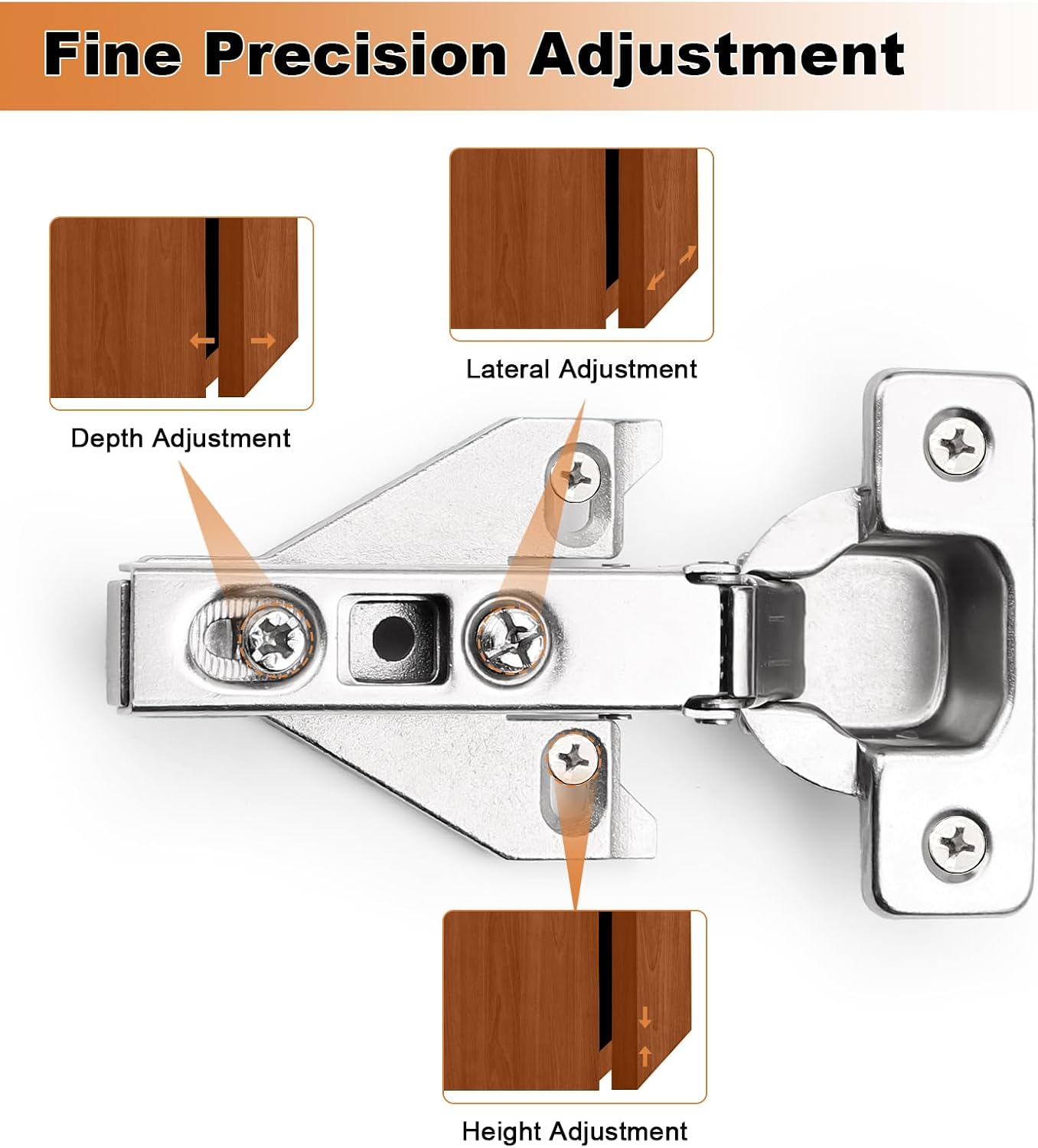 Probrico Soft Opening Kitchen Cabinet Hinges 10 Pair (20 Pack), Brushed Satin Nickel Face Frame Mounting Concealed Hinges for Kitchen Cupboard Hardware, with Mounting Screws