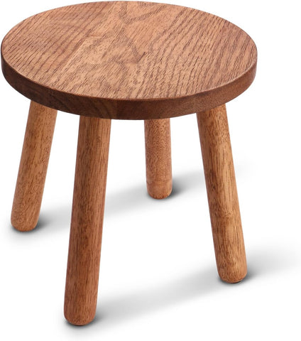 Solid Wooden Stool,Plant Stand,Step Stool,Light Walnut,11.8" H