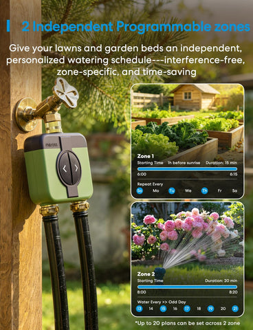 meross WiFi Water Timer for Garden Hose, Rain Skip, Remote Control, IP65