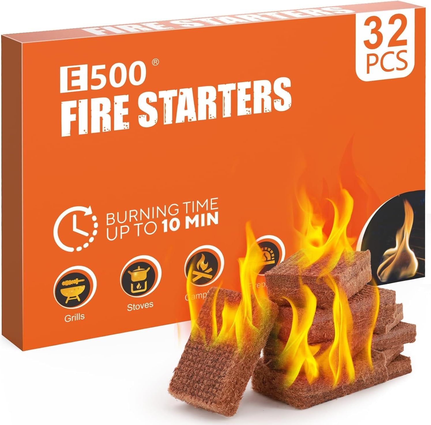 E500 Fire Starter, Waterproof Firestarter Sticks - Easy Fire Ignition