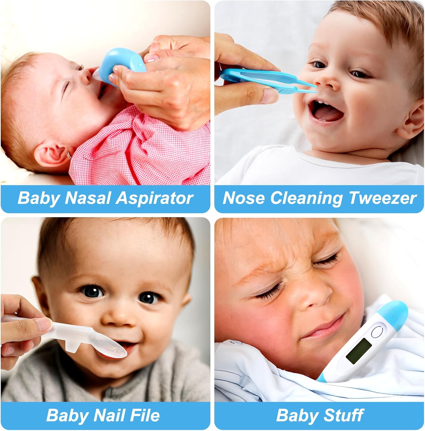 Baby Grooming Kit, Infant Safety Care Set with Hair Brush Comb Nail Clipper Nasal Aspirator,Baby Essentials Kit for Newborn Girls Boys