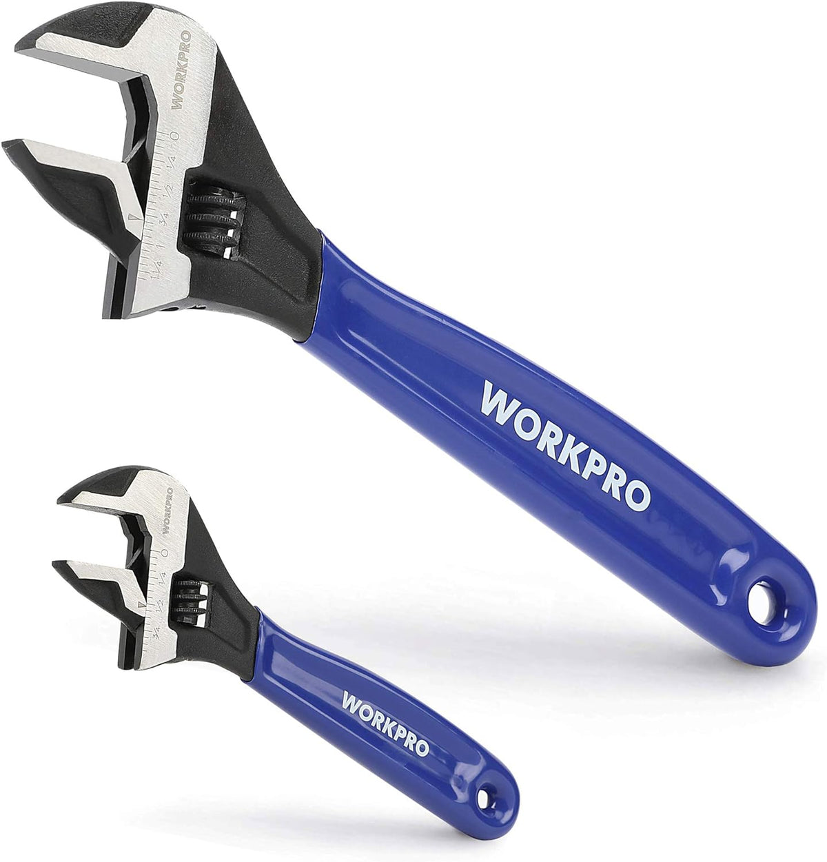 WORKPRO 2-Piece Adjustable Wrench Set, 6-Inch & 10-Inch Wide Jaw Wrenches