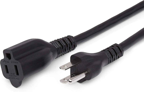 Amazon Basics Extension Cord, 10 Ft, 3-Prong Outlet Extender, Indoor, 13 Amps, 125V, Black, 2-Pack