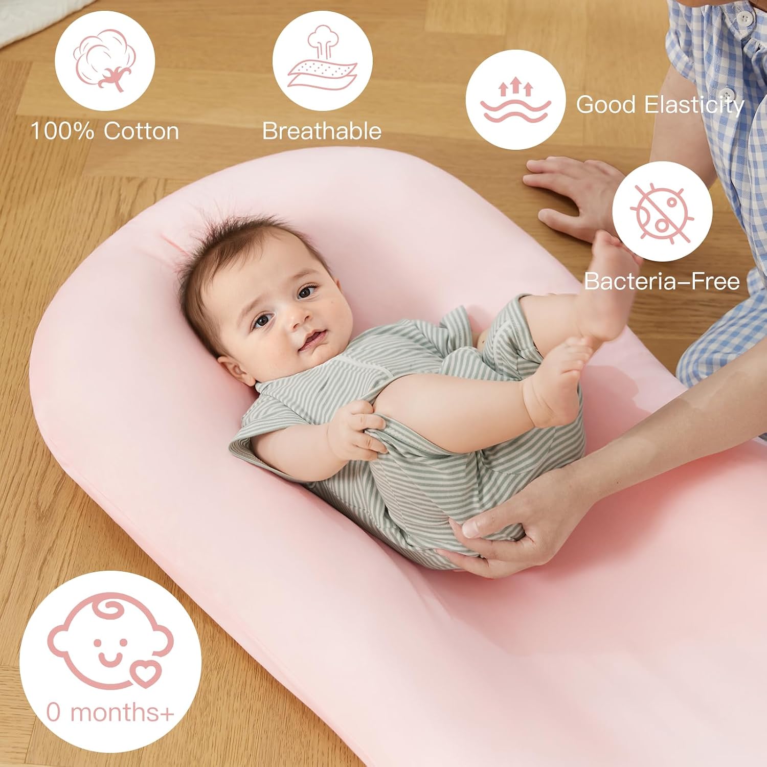 Baby Lounger for Newborn 0-24 Months Soft Cotton Infants Support Cushion