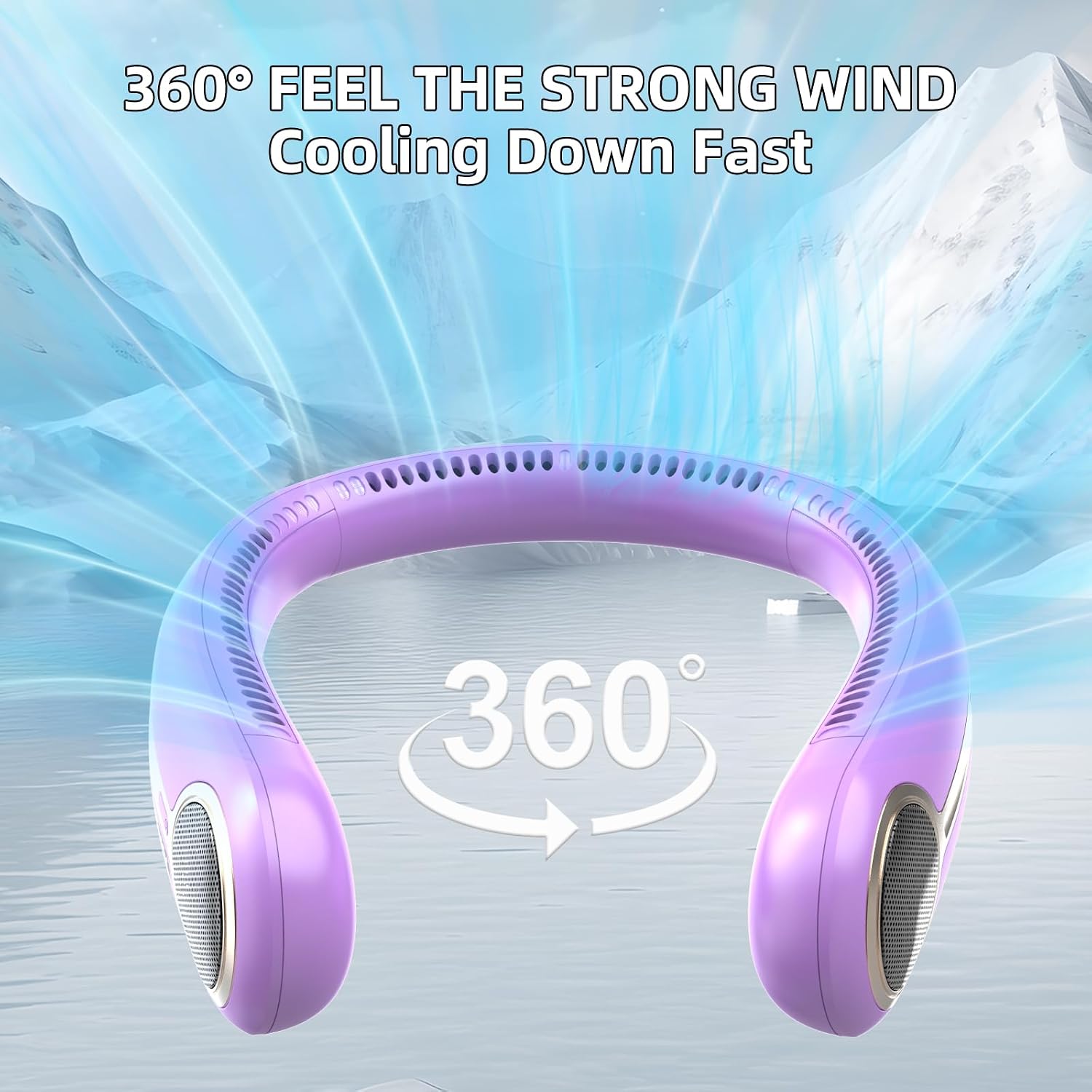 Portable Neck Fan, Personal Wearable Bladeless Fan, 6000mAh USB Rechargeable, 360° Airflow, LED Display, 4-Speeds, Hands Free Fan for Outdoor Indoor, Birthday Gifts for Men Women Dad Mom (Purple)