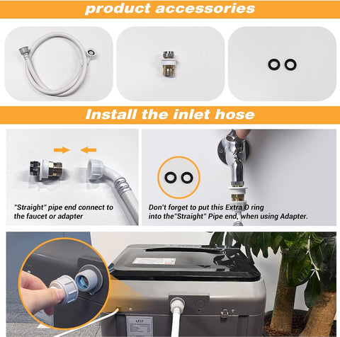 Portable Washing Machine for Apartments 17.7lbs Full-Automatic Apartment Washing Machine with 10 Wash Programs, Small Portable Washer for Dorm, Home, RV, Grey